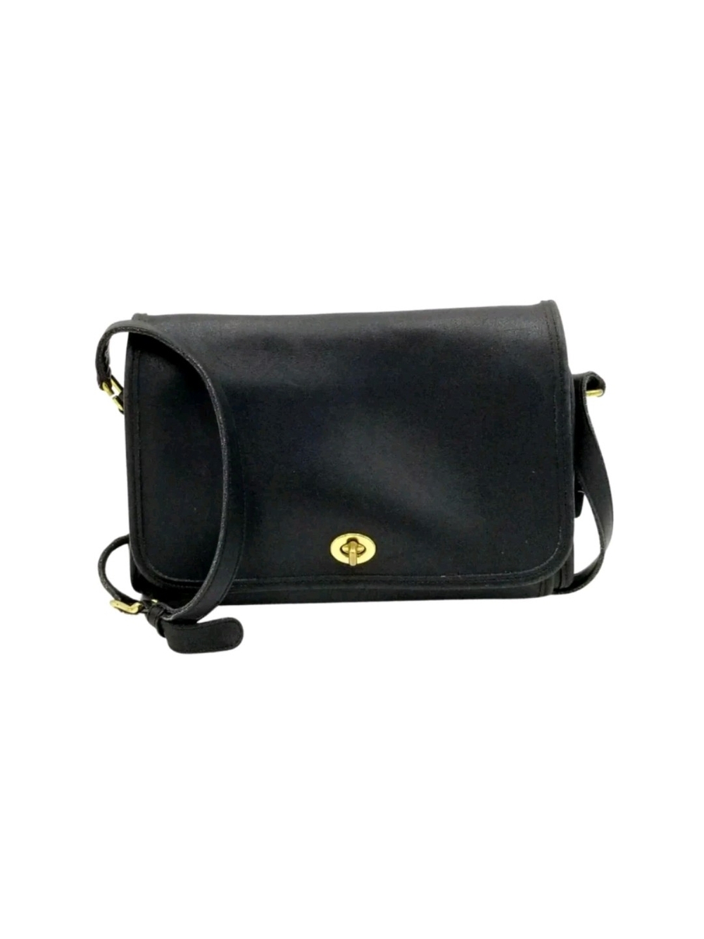 Coach Navy Blue Leather Crossbody with Gold Turn-Lock